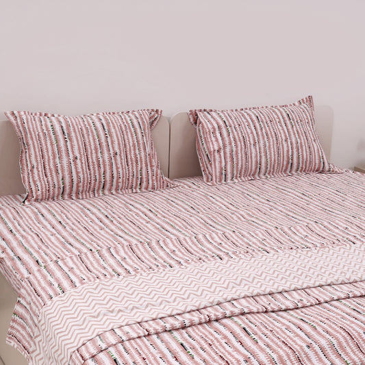 Textured stripe 108x108 inches Cotton Bedsheet