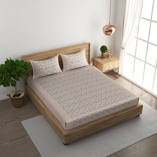 PEACH STRIPE BEDSHEET (100X100)  with 2 pillow cover