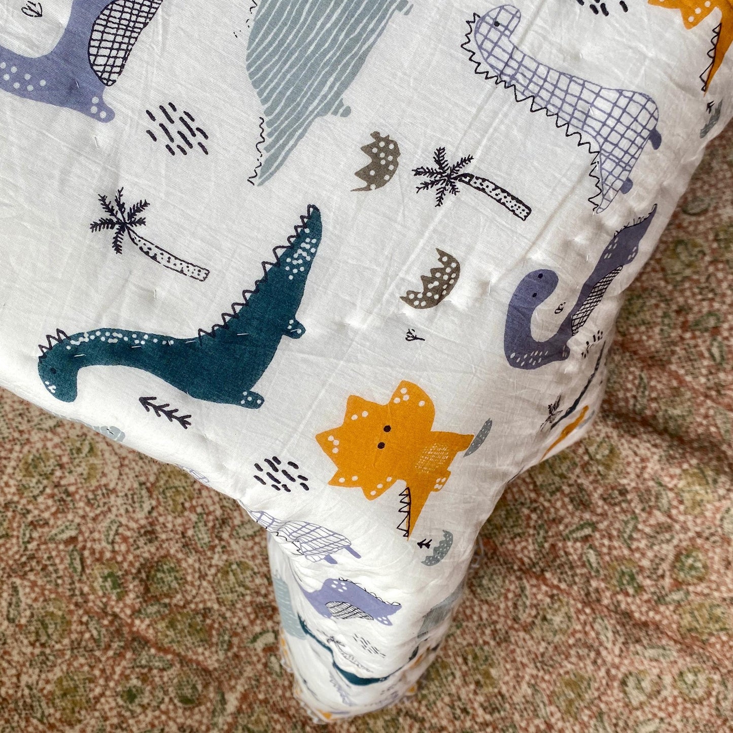 Jurassic Nights reversible single mulmul quilt
