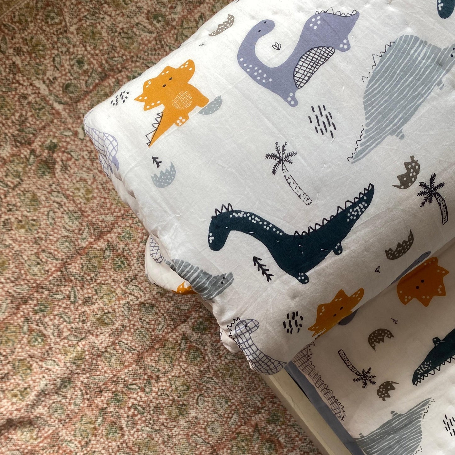 Jurassic Nights reversible single mulmul quilt