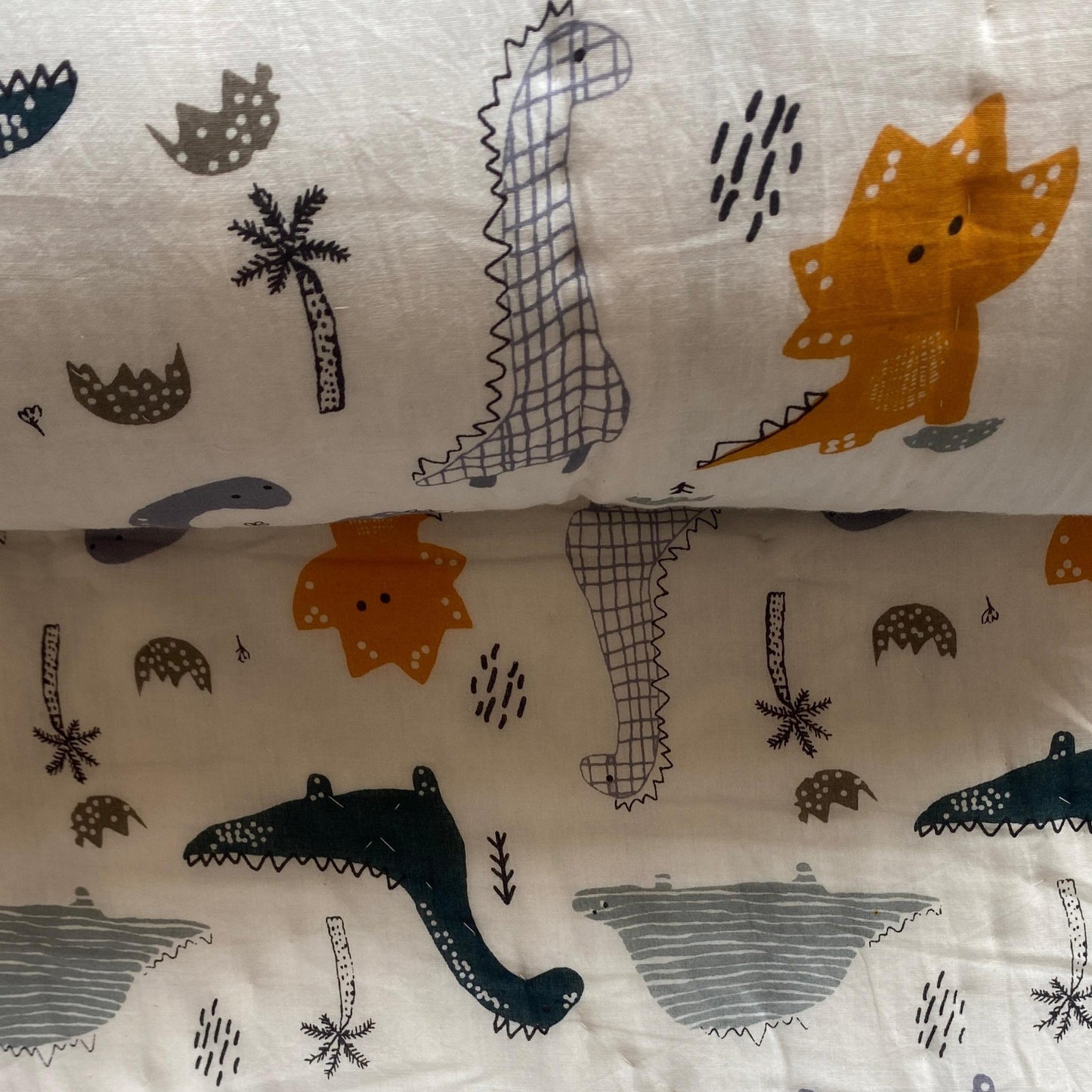 Jurassic Nights reversible single mulmul quilt