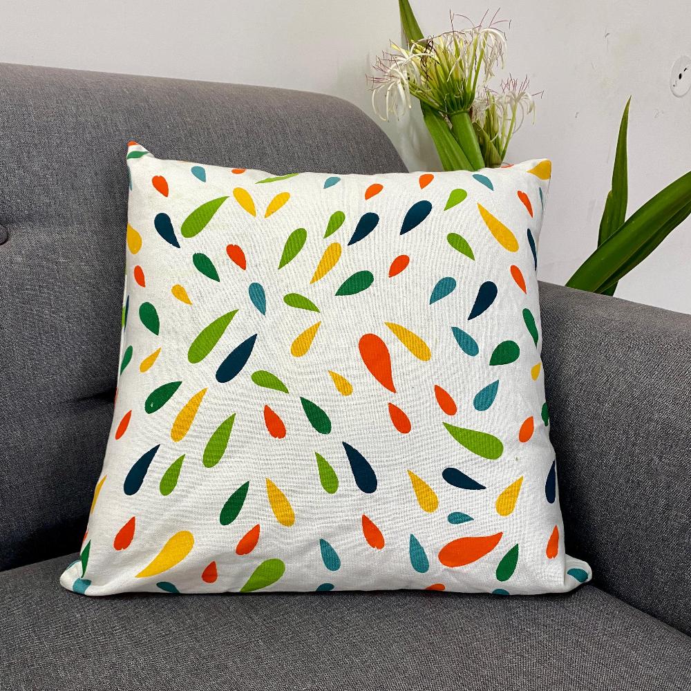Rainbow Raindrops cotton Cushion Cover (set of 2)