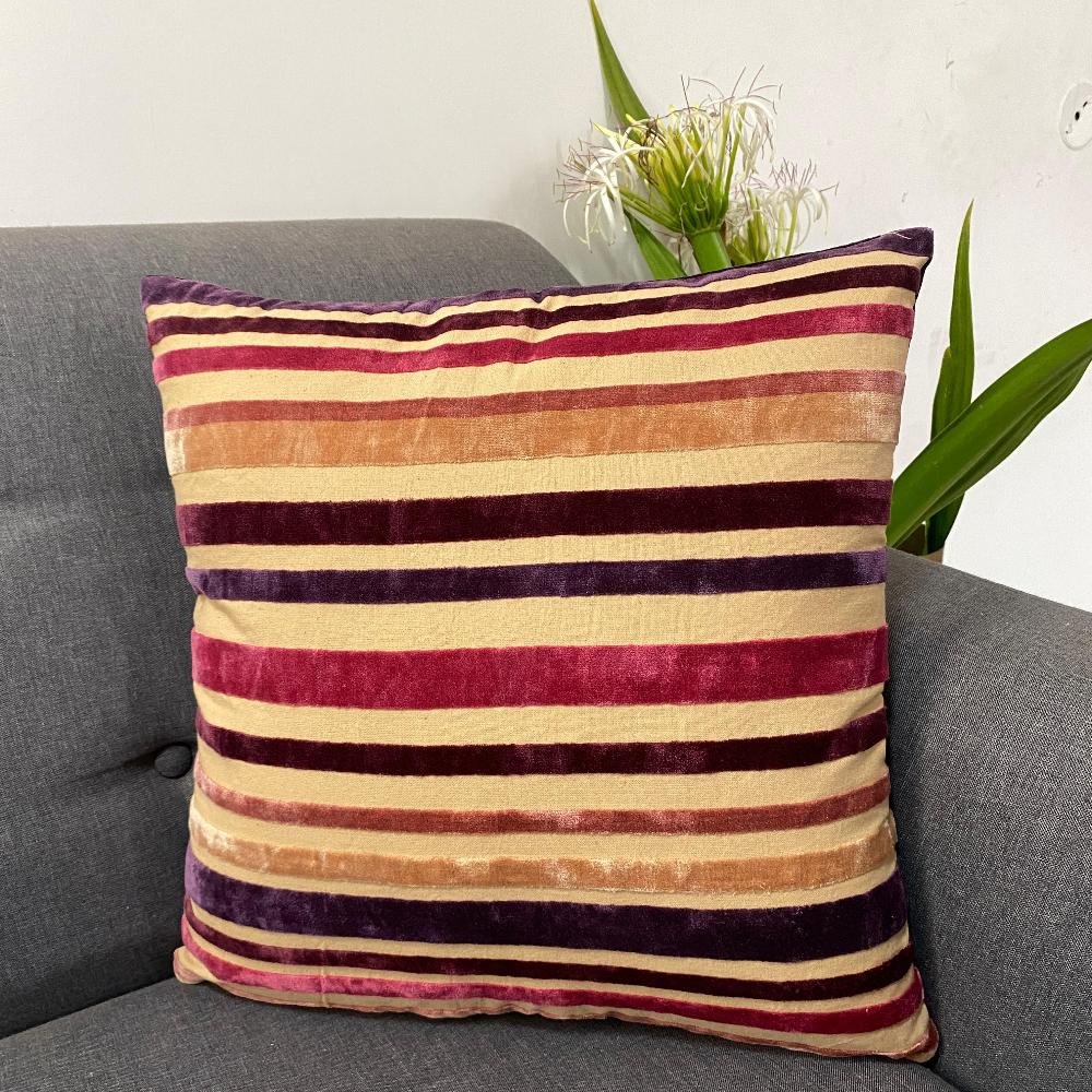 Striped Velvet Cushion Cover (Set of 2)