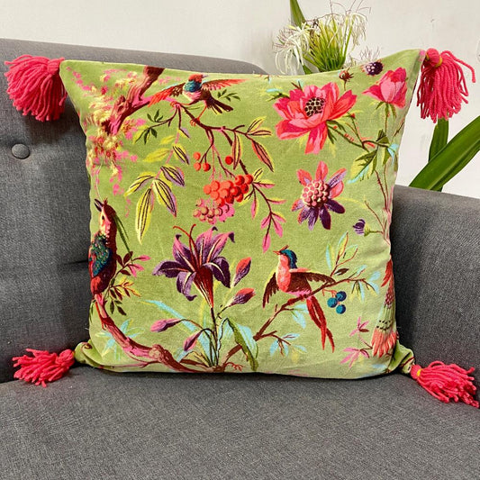 Birds of Paradise Velvet Cushion Cover (Set of 2)