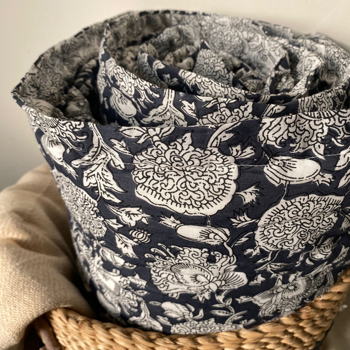 Midnight bloom reversible double mulmul quilt