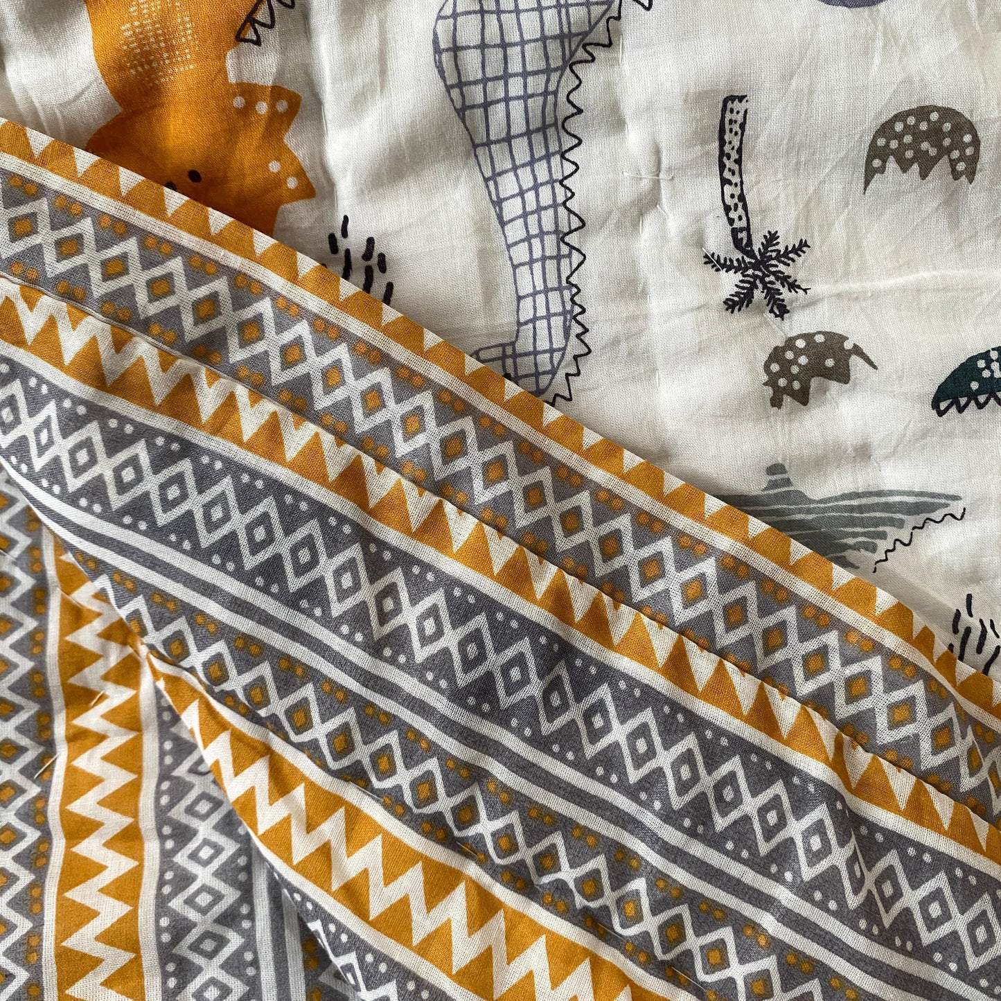 Jurassic Nights reversible single mulmul quilt