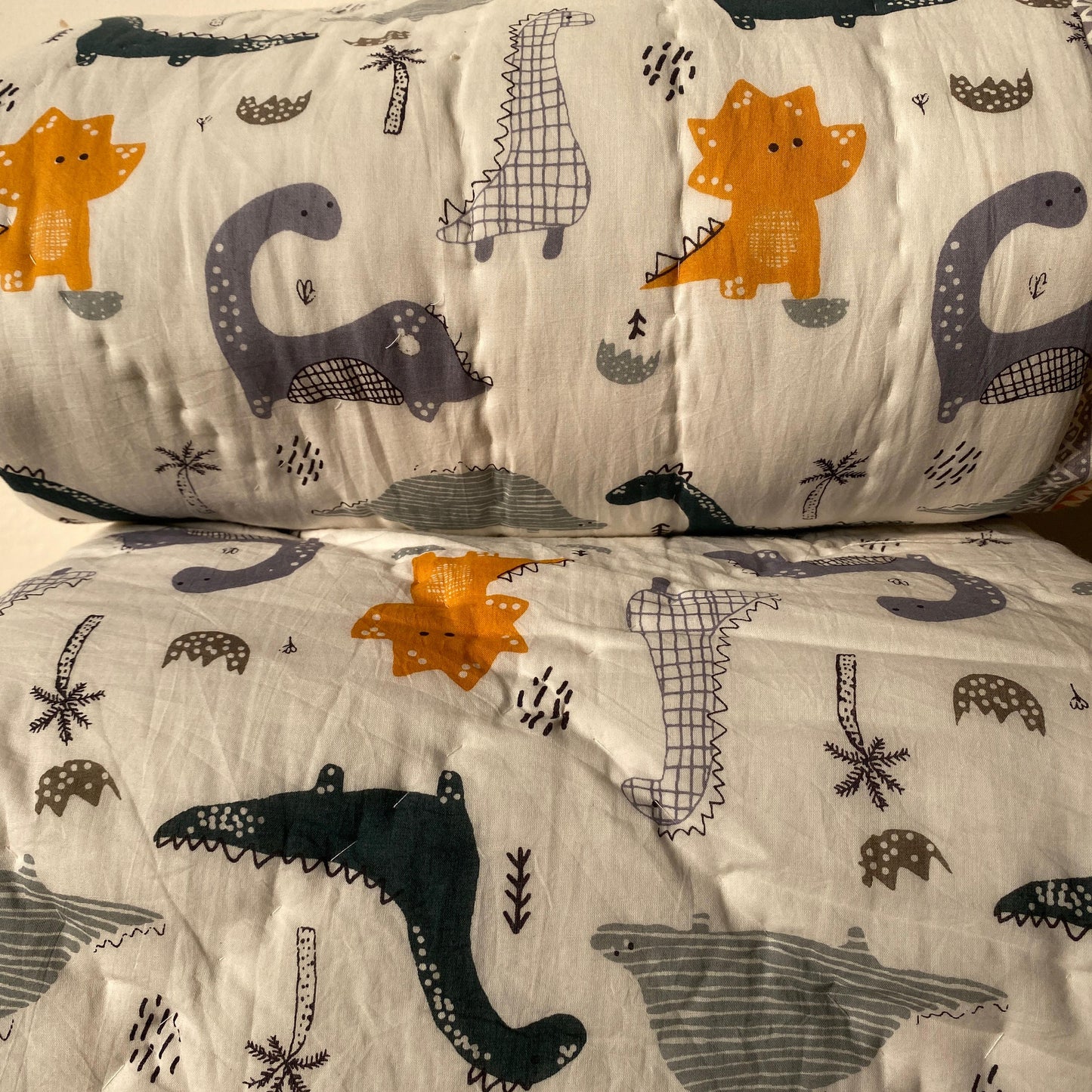Jurassic Nights reversible single mulmul quilt