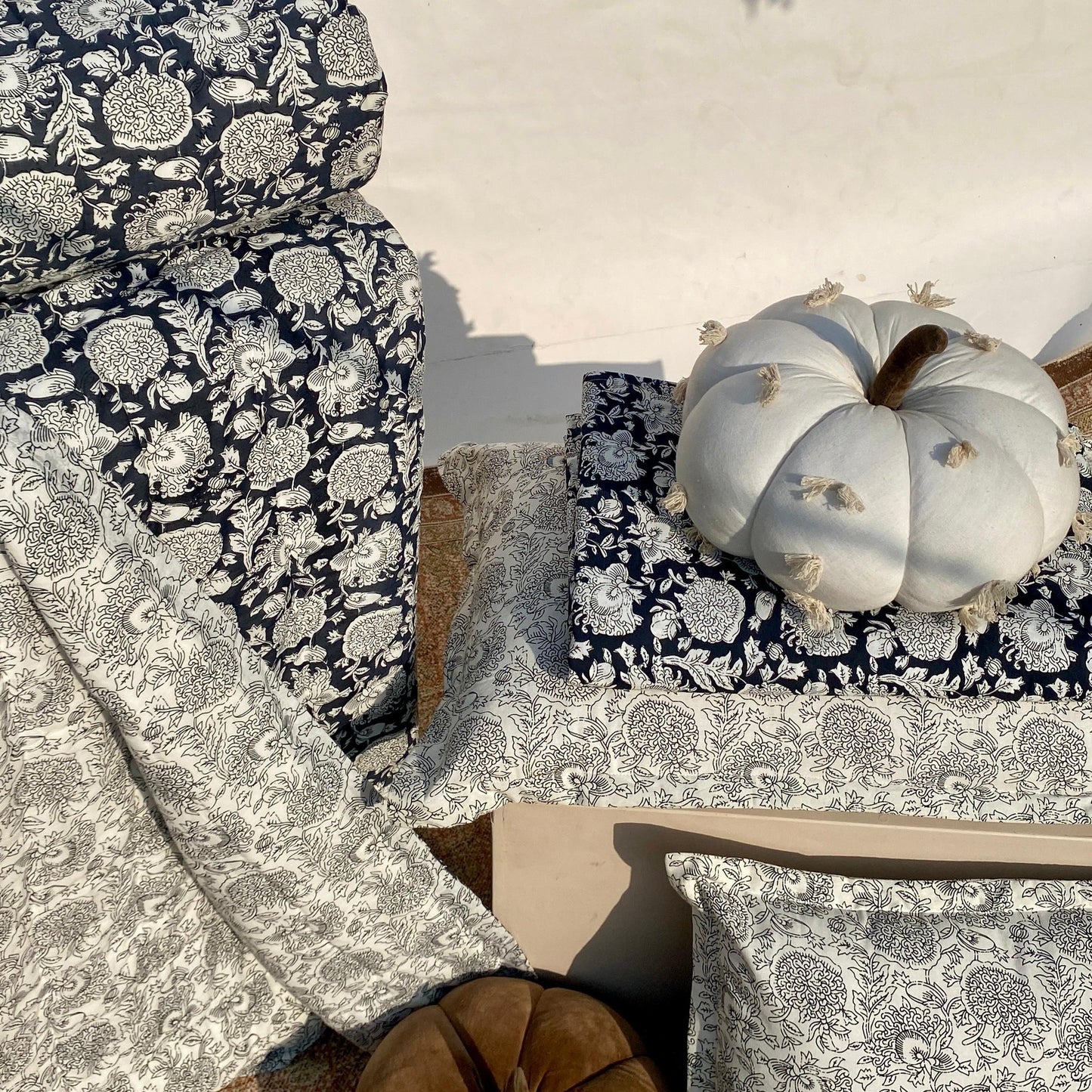 Midnight bloom reversible double mulmul quilt
