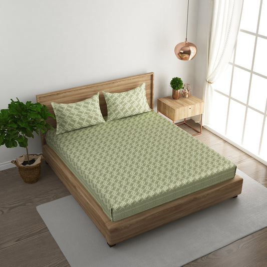 GREEN LEAF BEDSHEET (100X100)  with 2 pillow cover