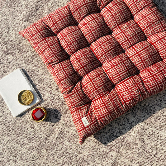 Statement Check Tufted Floor Cushion