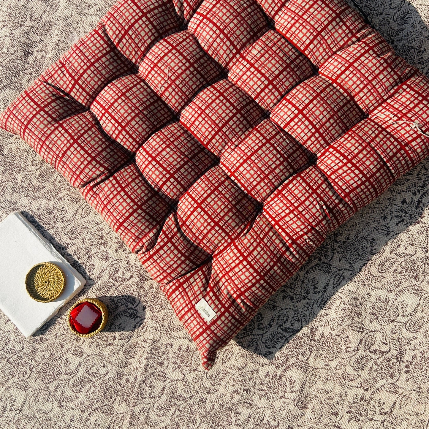 Statement Check Tufted Floor Cushion