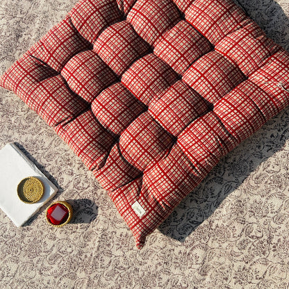 Statement Check Tufted Floor Cushion