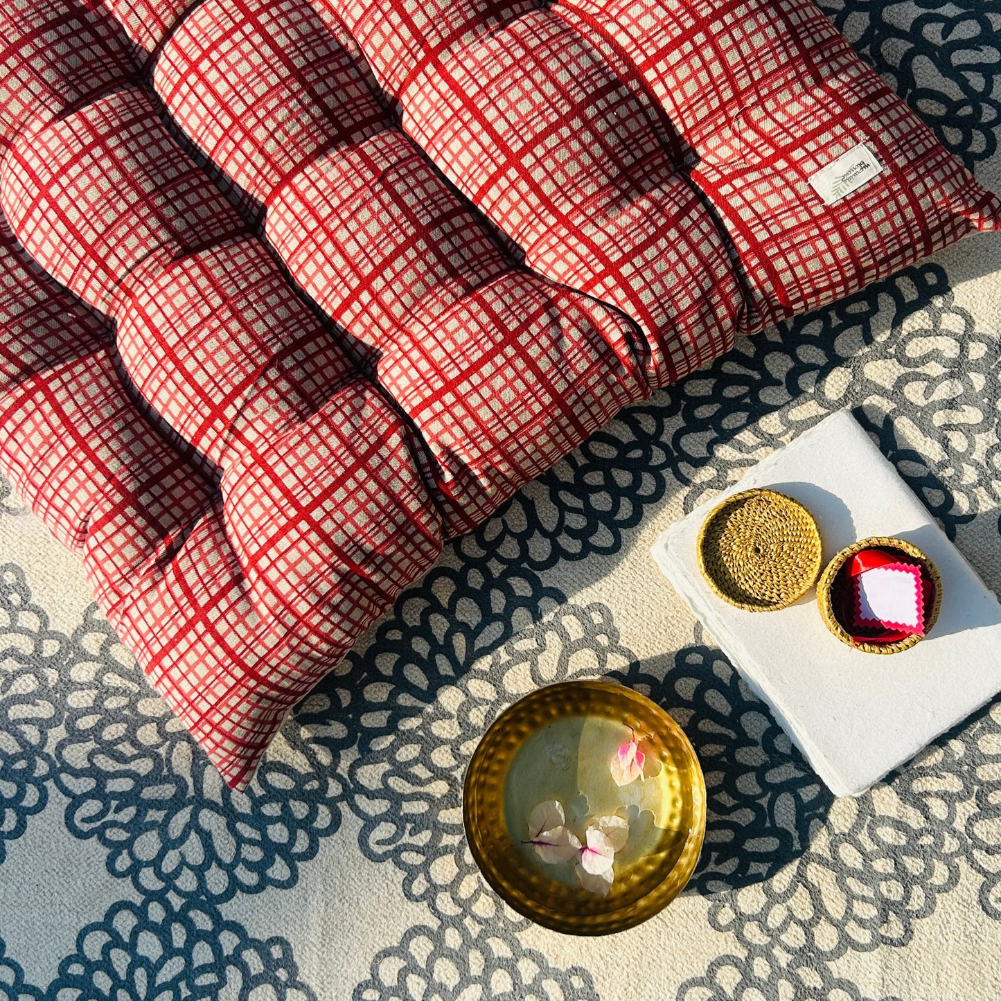 Statement Check Tufted Floor Cushion