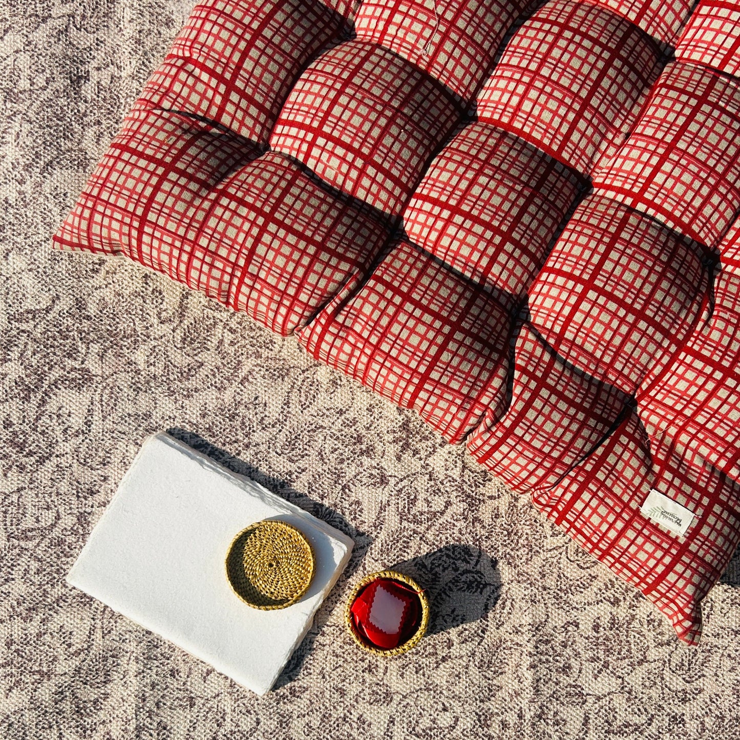 Statement Check Tufted Floor Cushion