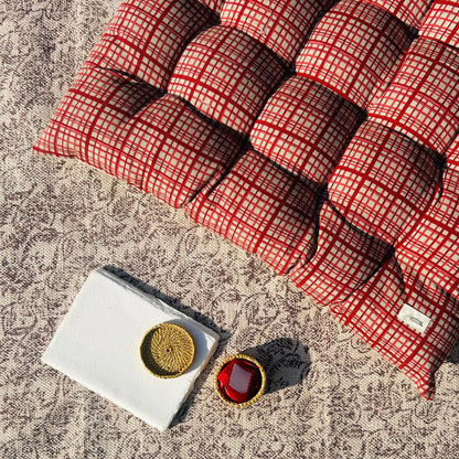 Statement Check Tufted Floor Cushion
