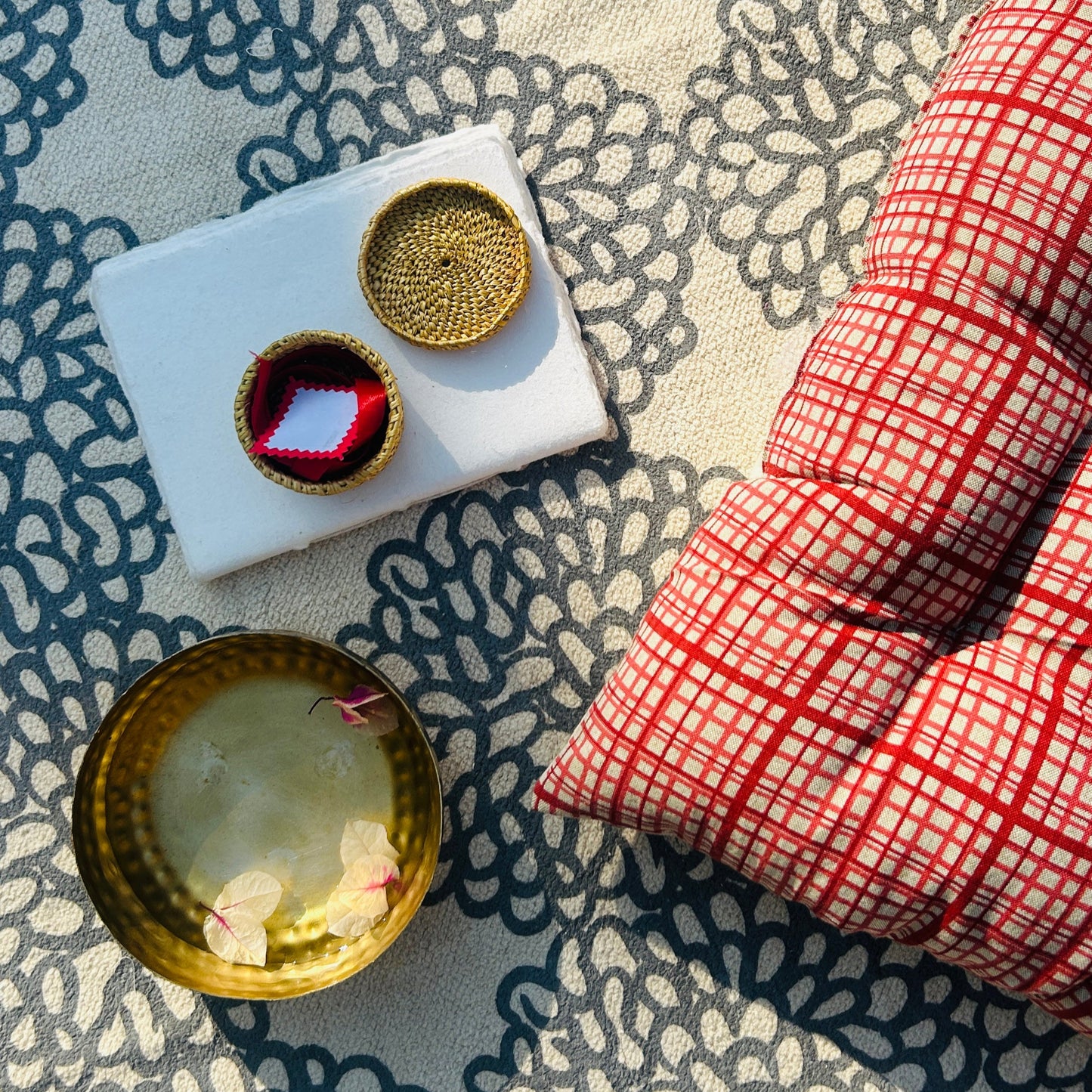 Statement Check Tufted Floor Cushion