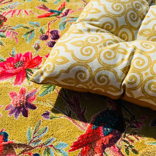 Golden Serenity Tufted Floor Cushion