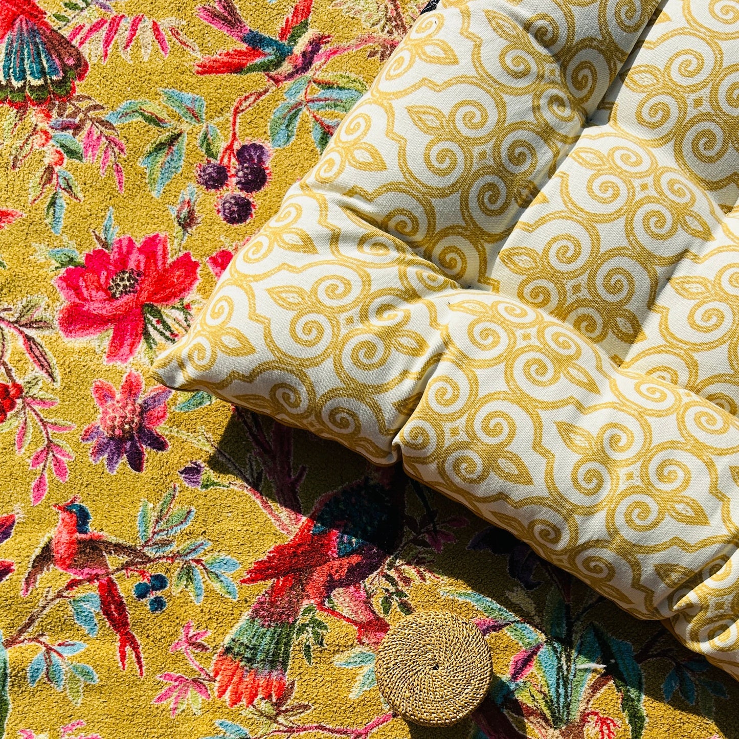 Golden Serenity Tufted Floor Cushion