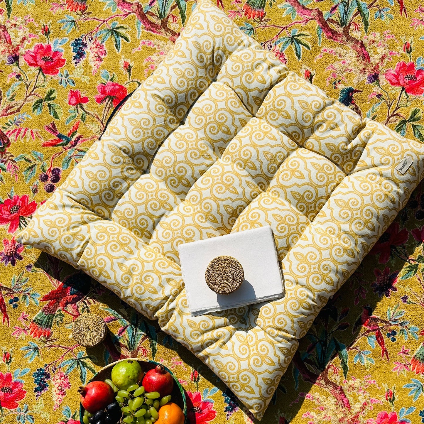 Golden Serenity Tufted Floor Cushion