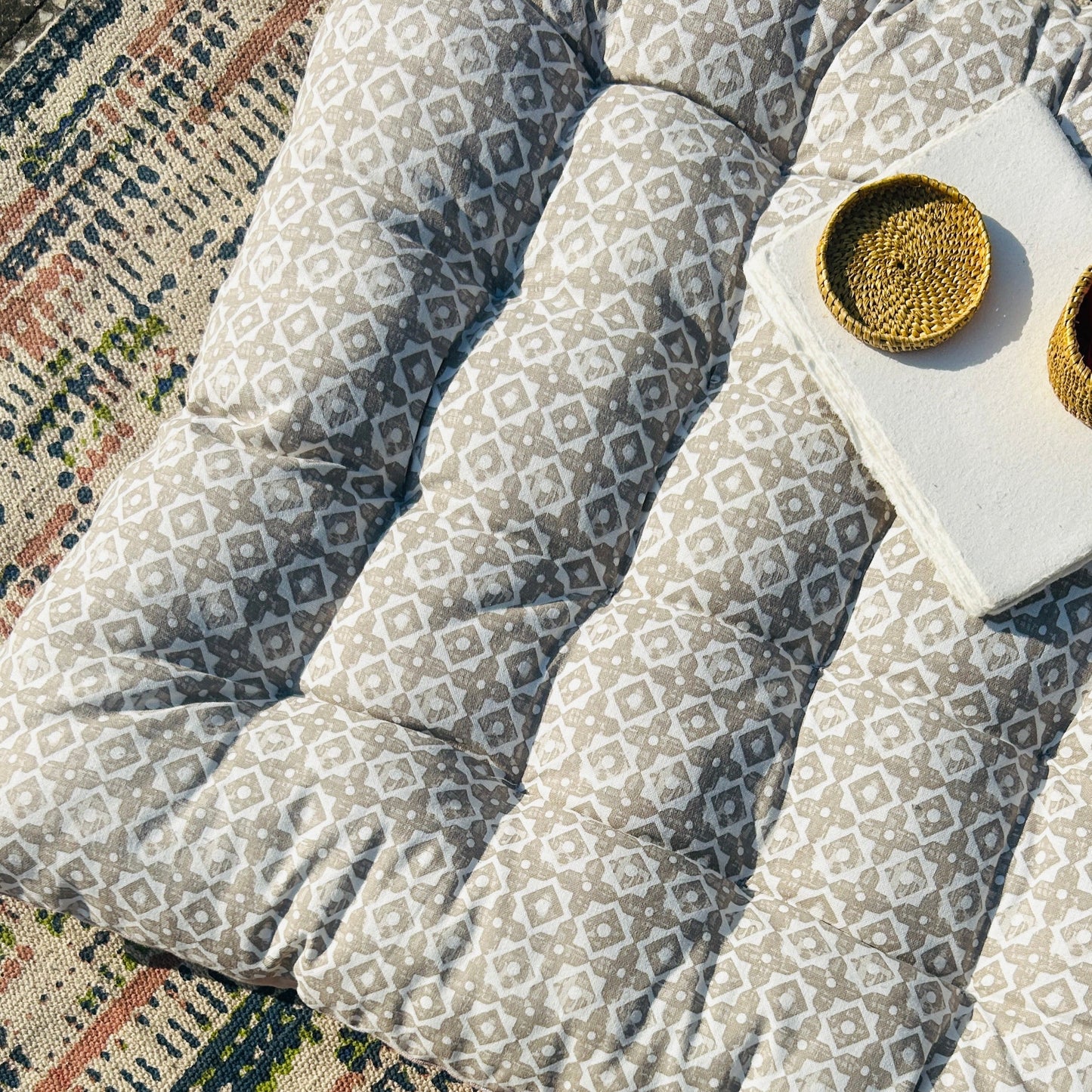 Facet Grey Tufted Floor Cushion