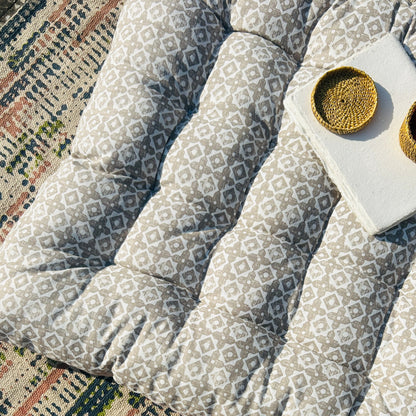 Facet Grey Tufted Floor Cushion