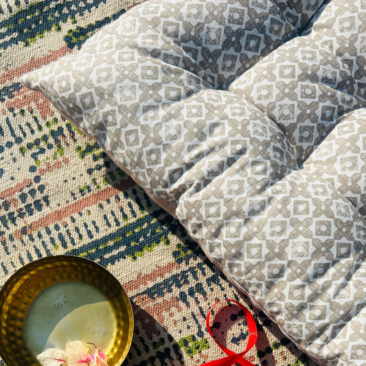 Facet Grey Tufted Floor Cushion