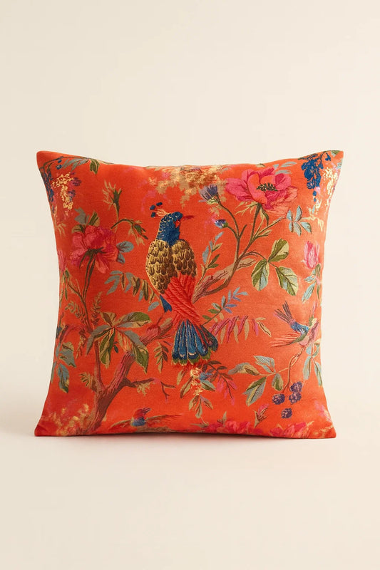 birds orange cushion cover (20x20)