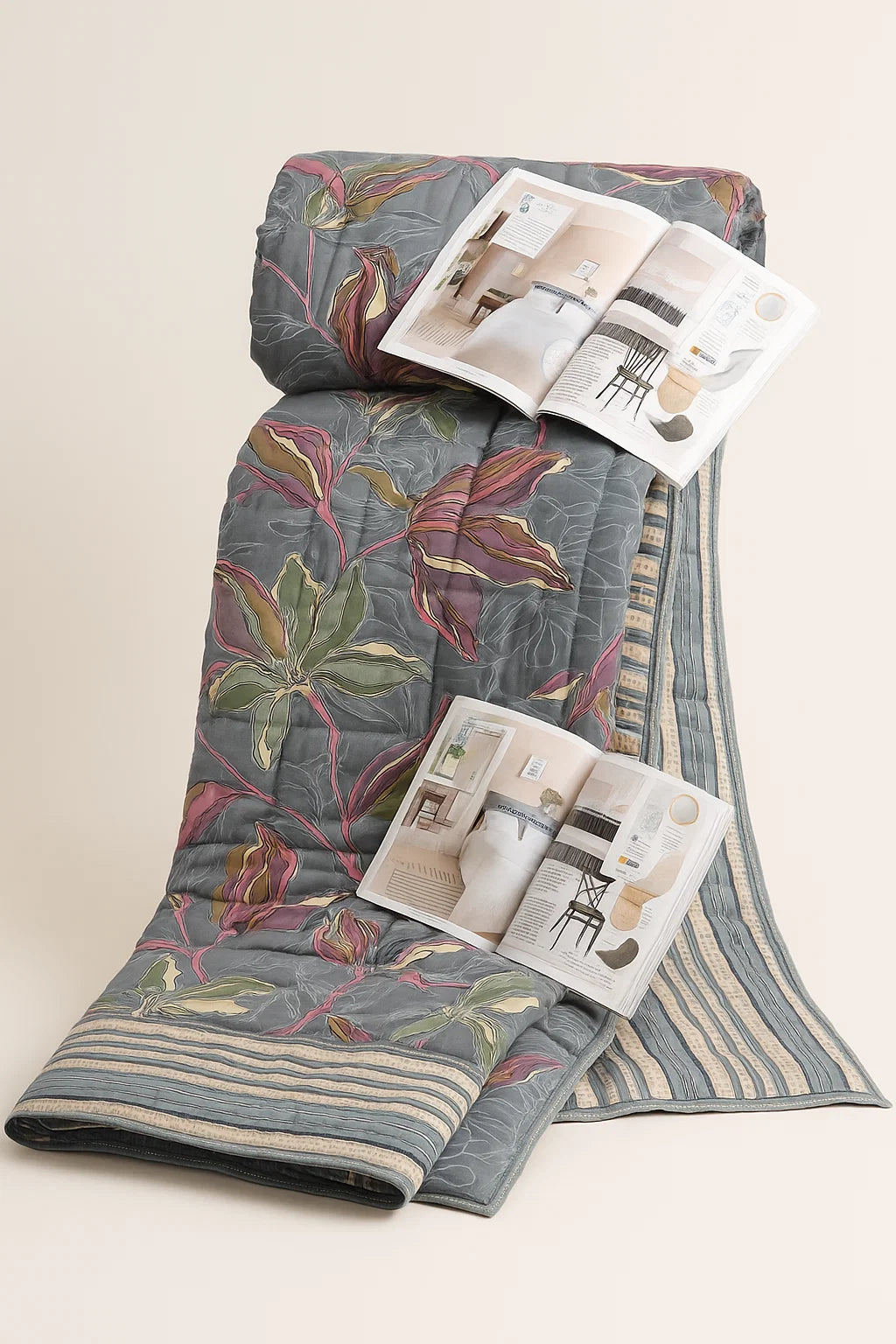 floral gray quilt (70x90)